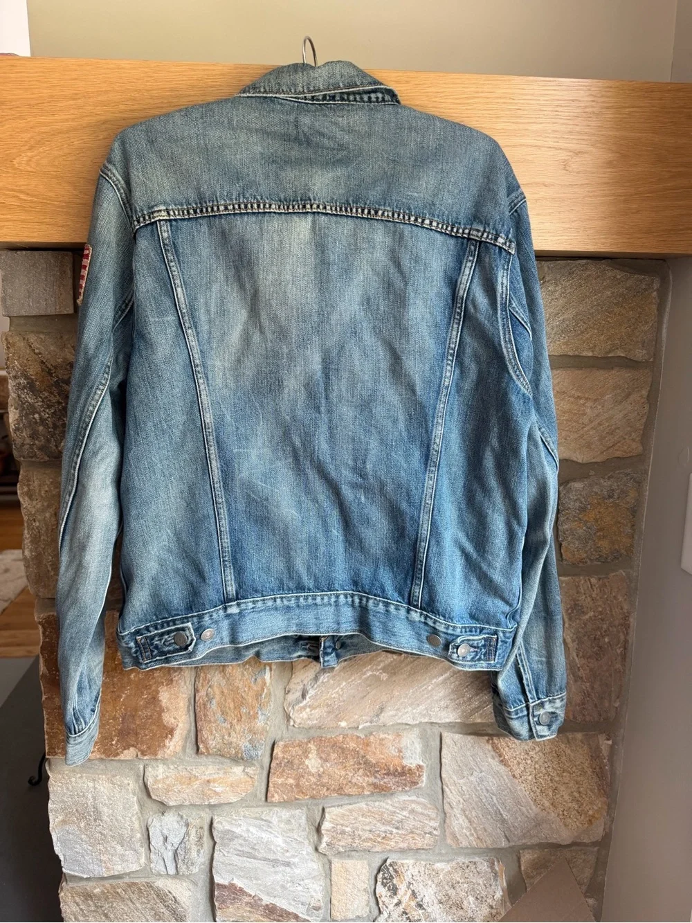 Polo Ralph Lauren Denim Jacket With American Flag Arm Patch Men’s L